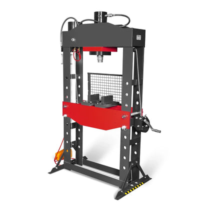 75 Ton H-Frame Air/Hydraulic Shop Press with Hand Winch,  Fully Welded Steel Frame,  Safety Guard,  Foot Pedal Control,  HSP75