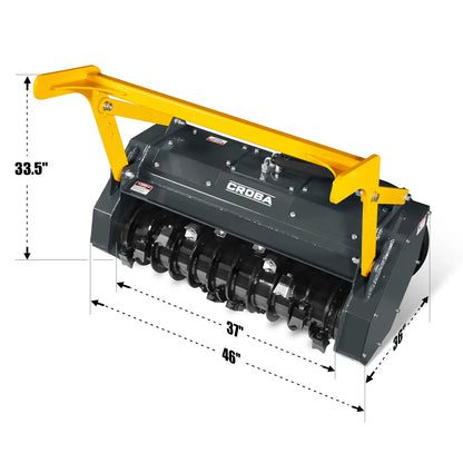37"Mini Skid Steer Drum Forestry Brush Mulcher Attachment,  Hydraulic Flow Range 11 To 16 GPM, MCH37