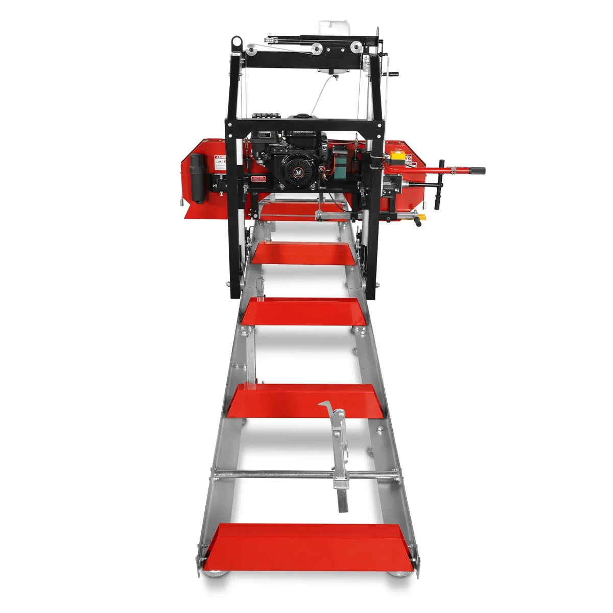 26" Portable Sawmill (5x Blades Included),  459cc 15HP E-Start Gasoline Engine,  20" Board Width,  20' Track Length (13' Track Length + 6.4' Track Extension Included) ,  SM-26