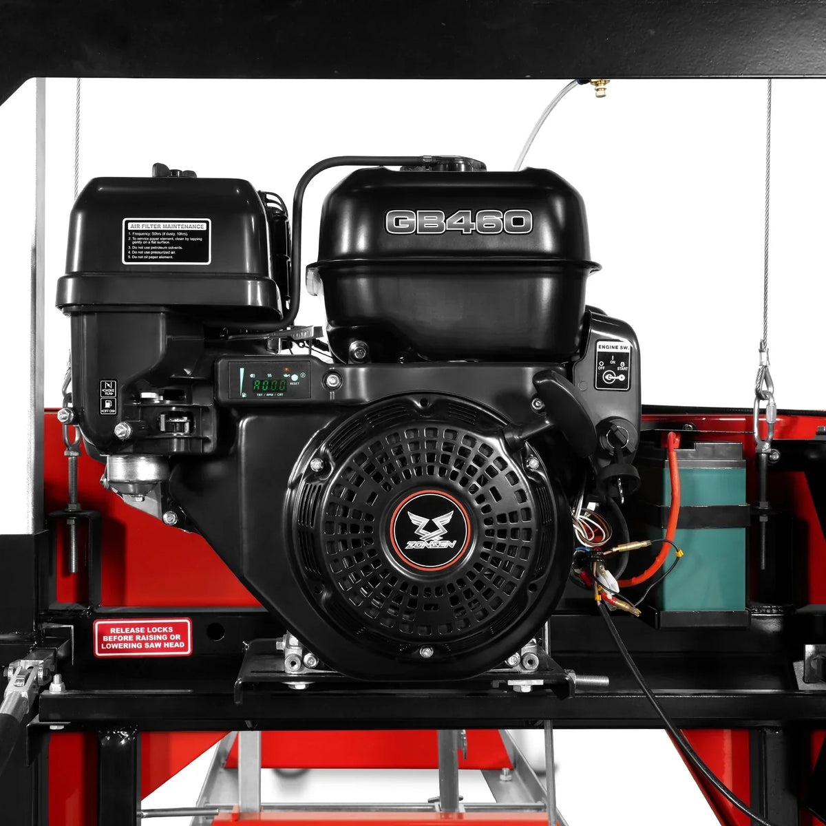 26" Portable Sawmill (5x Blades Included),  459cc 15HP E-Start Gasoline Engine,  20" Board Width,  20' Track Length (13' Track Length + 6.4' Track Extension Included) ,  SM-26