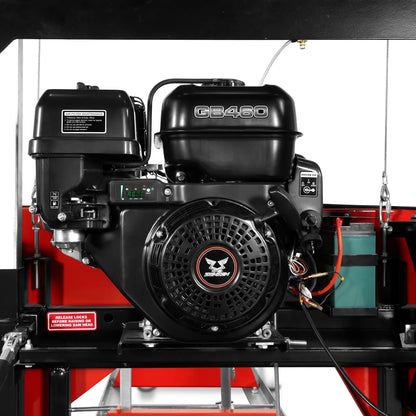 26" Portable Sawmill (5x Blades Included),  459cc 15HP E-Start Gasoline Engine,  20" Board Width,  20' Track Length (13' Track Length + 6.4' Track Extension Included) ,  SM-26