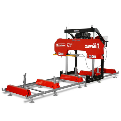 32" Portable Sawmill,  KOHLER CH440 429cc E-Start Gasoline Engine,  26.5" Board Width,  13' Track Length ,  SM-32