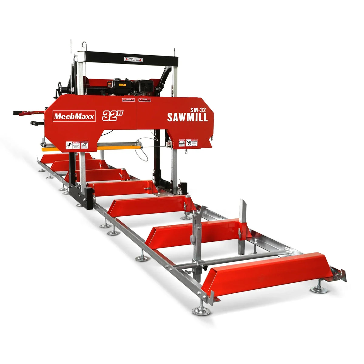 32" Portable Sawmill (5 x Blades Included),   KOHLER CH440 429cc E-Start Gasoline Engine,  26.5" Board Width,  20' Track Length (13' Track Length + 6.4' Track Extension Included) ,  SM-32