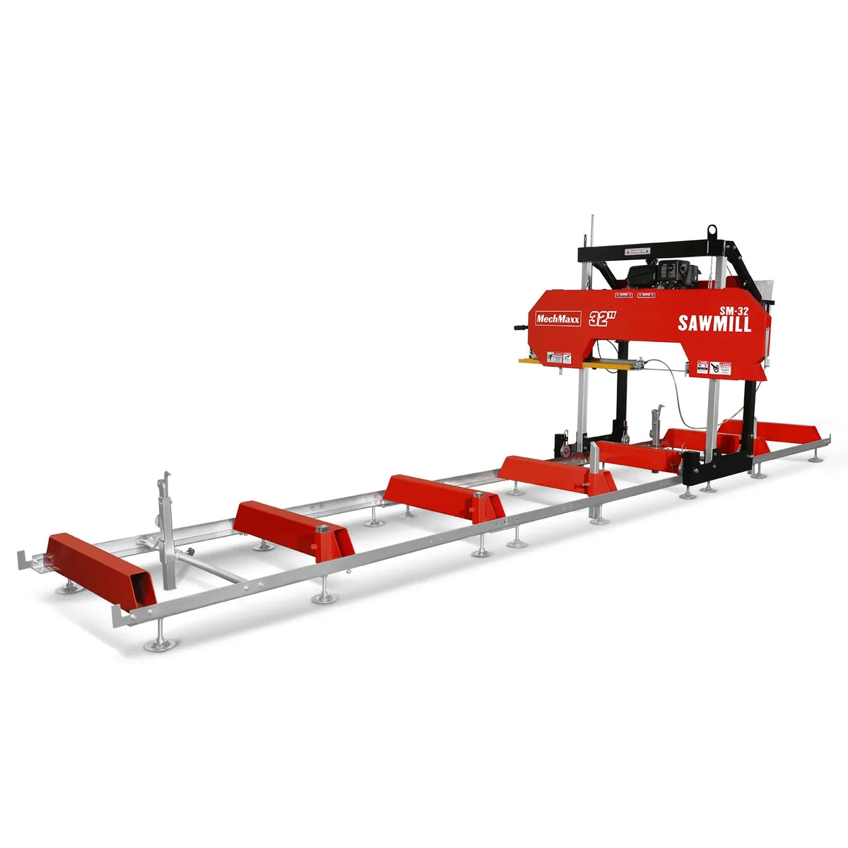 32" Portable Sawmill (5 x Blades Included),   KOHLER CH440 429cc E-Start Gasoline Engine,  26.5" Board Width,  20' Track Length (13' Track Length + 6.4' Track Extension Included) ,  SM-32