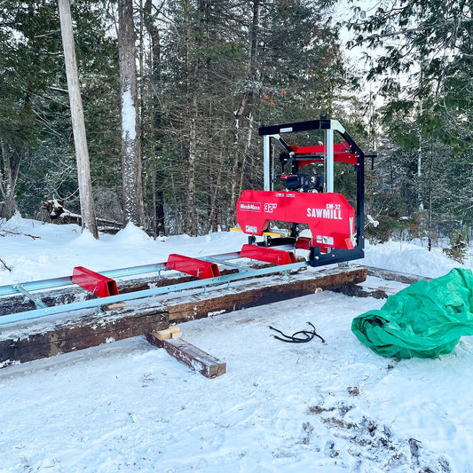 32" Portable Sawmill,  420cc 15HP E-Start Gasoline Engine,  26.5" Board Width,  13' Track Length ,  SM-32