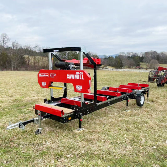 MechMaxx 36" MAX Portable Sawmill,  750cc 25HP ZONSEN V-Twin Engine,  36" Board Width,   20' Track Length,  ( 10 x Blades Included) SM36MAX