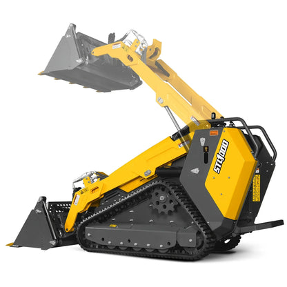 Mini Skid Steer Stand On Compact Track Loader ( 4 in 1 bucket included ) with 25HP KUBOTA D1105 Diesel Engine,  Common Industry Interface (CII),  CROBA  STL1000