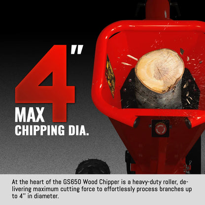 4 inch DUCAR 212cc 7hp Gas Engine Powered Wood Chipper with Towbar,  GS650