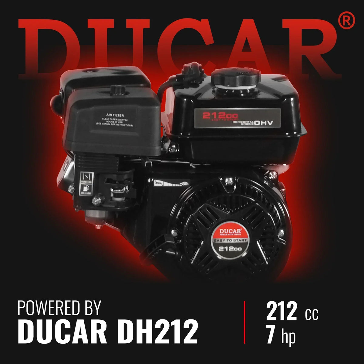 4 inch DUCAR 212cc 7hp Gas Engine Powered Wood Chipper with Towbar,  GS650