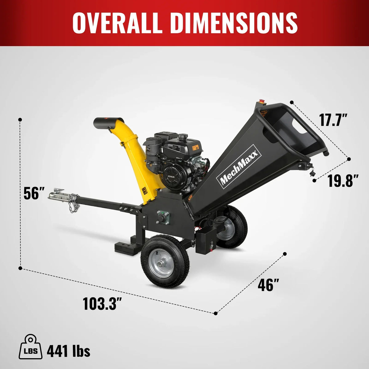 5 inch E-start KOHLER 429cc Gasoline Engine Powered Wood Chipper,  GS1500