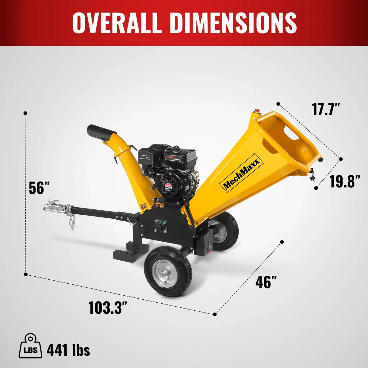 5 inch E-start DUCAR 420cc Gasoline Engine Powered Wood Chipper,  GS1500