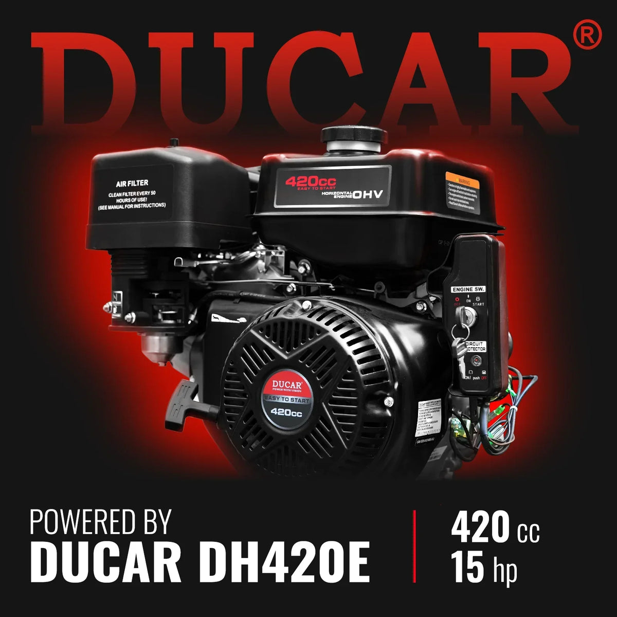 5 inch E-start DUCAR 420cc Gasoline Engine Powered Wood Chipper,  GS1500