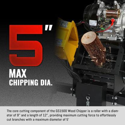 5 inch E-start DUCAR 420cc Gasoline Engine Powered Wood Chipper,  GS1500