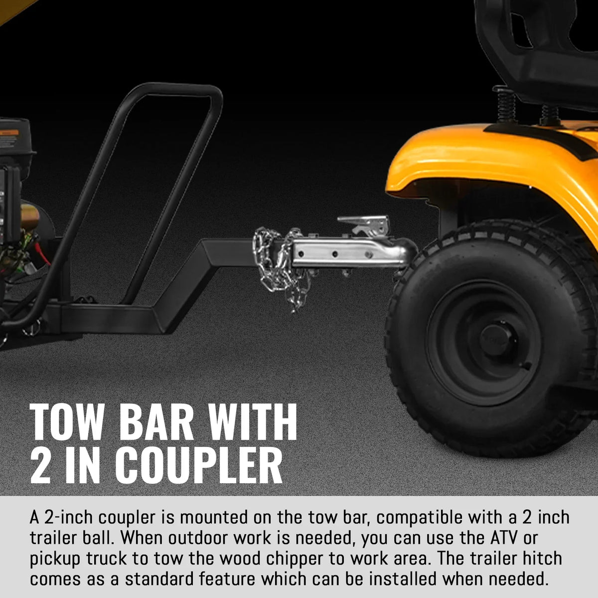 5 inch E-start DUCAR 420cc 15hp Gasoline Engine Powered Drum Wood Chipper with Towbar ,  PGS1500