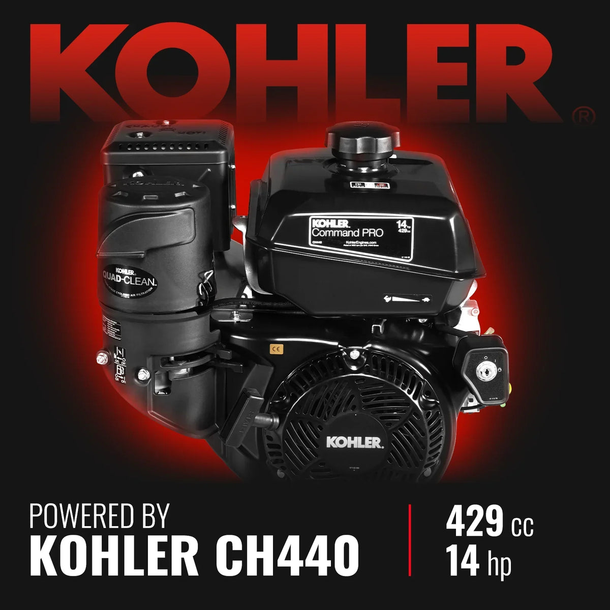 5 inch E-Start KOHLER 429cc 14hp Gasoline Engine Powered Disc Wood Chipper with Taillight ,  P4205