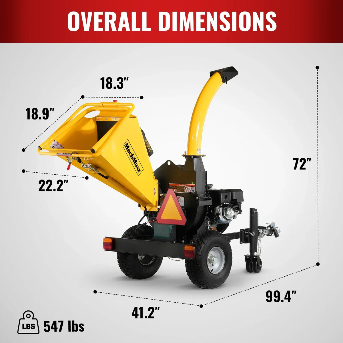 5 inch E-start DUCAR 420cc 15hp Gasoline Engine Powered Disc Wood Chipper with Taillight ,  P4205