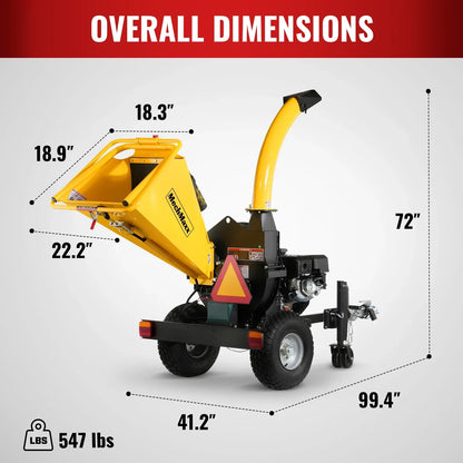 5 inch E-start DUCAR 420cc 15hp Gasoline Engine Powered Disc Wood Chipper with Taillight ,  P4205