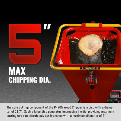 5 inch E-start DUCAR 420cc 15hp Gasoline Engine Powered Disc Wood Chipper with Taillight ,  P4205