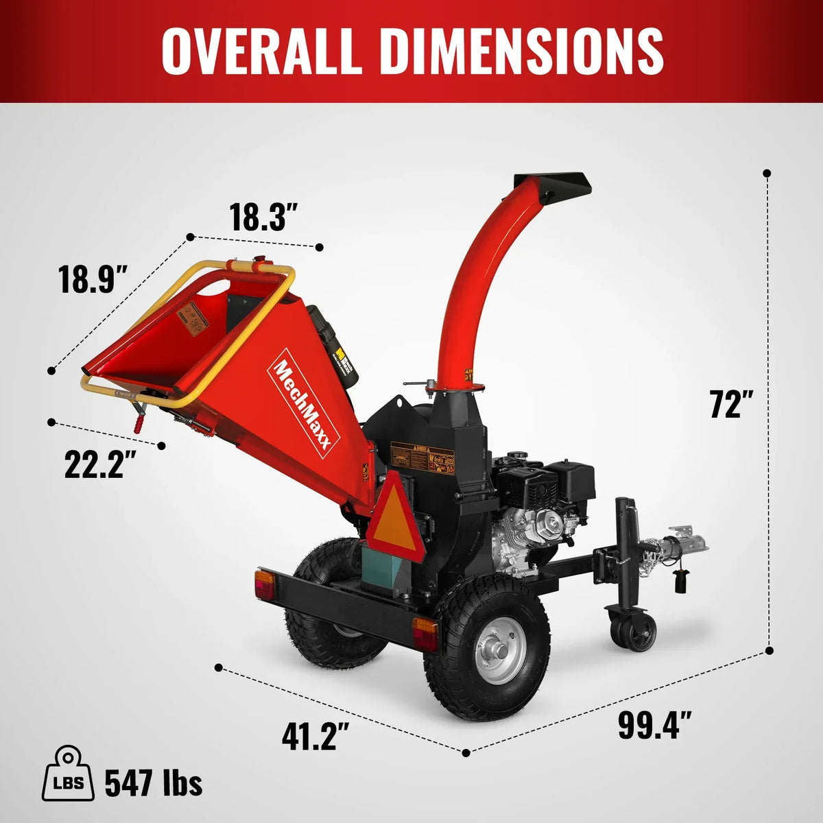 5 inch E-start DUCAR 420cc 15hp Gasoline Engine Powered Disc Wood Chipper with Taillight ,  P4205