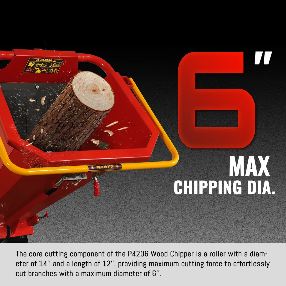6 inch E-start B&S VANGUARD 408cc 14hp Gasoline Engine Powered Drum Wood Chipper ,  P4206