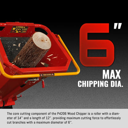 6 inch E-start B&S VANGUARD 408cc 14hp Gasoline Engine Powered Drum Wood Chipper ,  P4206