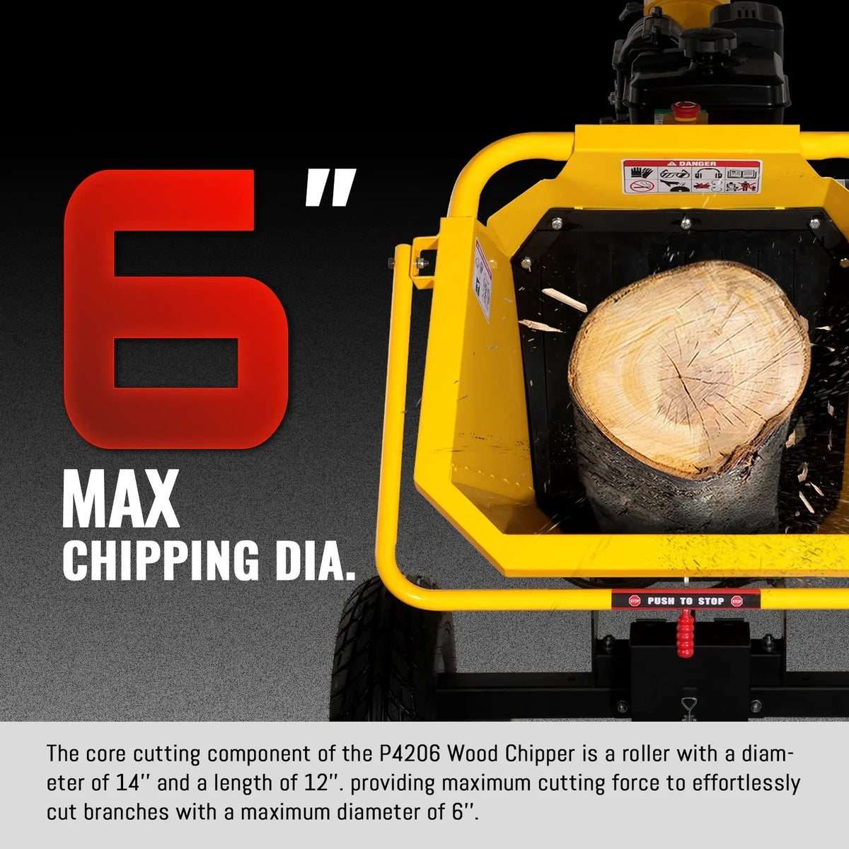 6 inch E-start B&S VANGUARD 408cc 14hp Gasoline Engine Powered Drum Wood Chipper,   P4206