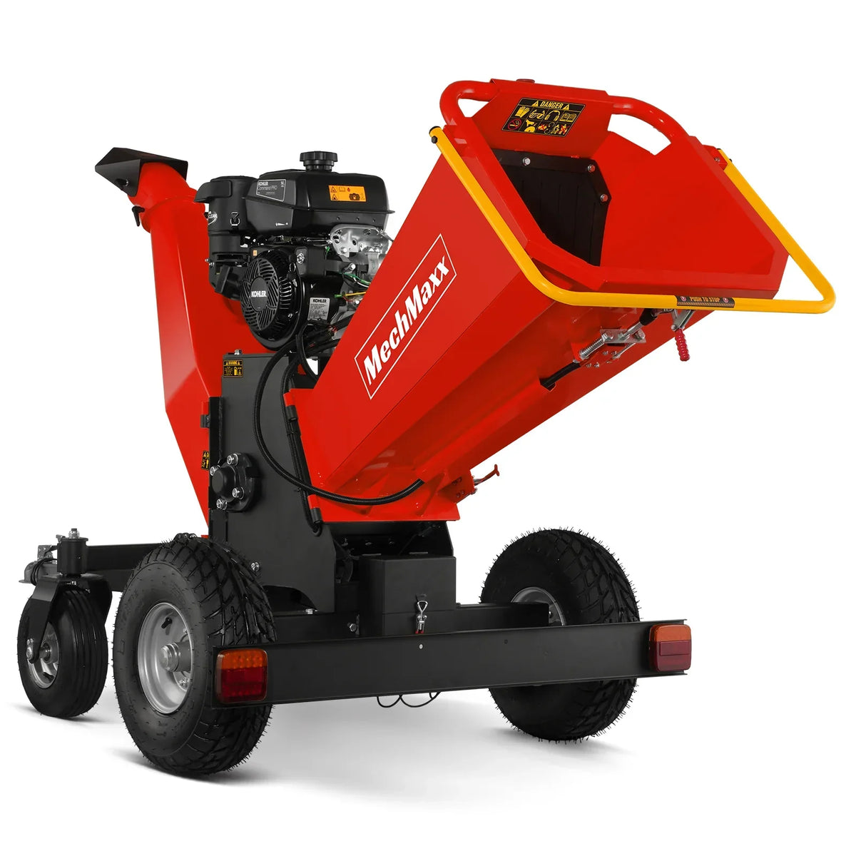 6 inch KOHLER E-Start 429cc 14HP Gas Powered 4 - Wheel Drum Wood Chipper with Taillight ,  B150