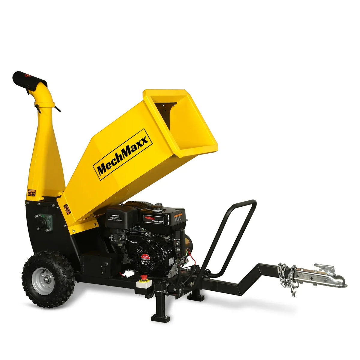 5 inch E-start DUCAR 420cc 15hp Gasoline Engine Powered Drum Wood Chipper with Towbar ,  PGS1500
