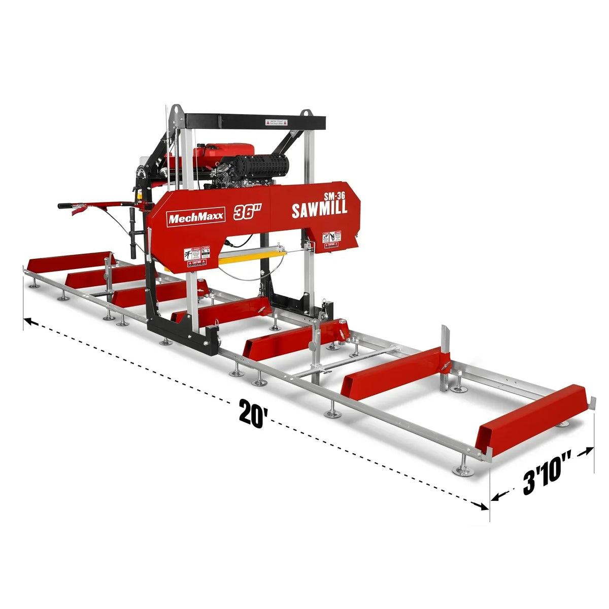 36" MAX Portable Sawmill,  25HP 750cc ZONSEN V-Twin Engine,  36" Board Width, 20' Track Length, SM-36MAX